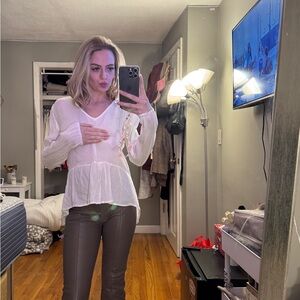 Top and bottom for sale 
Leather bottoms 
White top